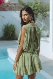 Sexy Solid Color Drawstring Belt Mini Dress GSNU-8047