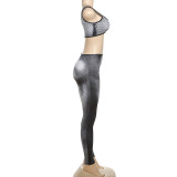 Gradient Sexy Sport Skinny Pants Two Piece Set DLSF-K23S38767