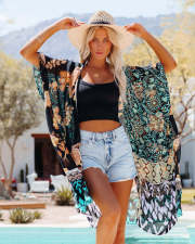 Chiffon Printed Cardigan Kimono Shawl GSNU-2271