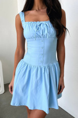 Solid Color Halter Sexy Corset Mini Dress GSNU-8029
