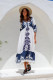 Print Drawstring Half Sleeve Long Dress GSNU-8039