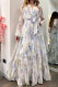 Chiffon Floral Printed Belted Maxi Dress GSNU-8072