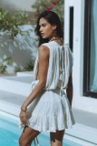 Sexy Solid Color Drawstring Belt Mini Dress GSNU-8047