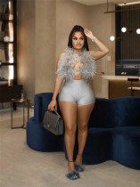 Fashion Sexy Top Tight Shorts Suit YWXS-K25L119