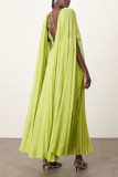 Solid Color Press Pleated Loose Maxi Dress GSNU-8157