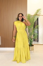 Solid Color Slash Shoulder Maxi Dress GFDY-1337