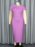 Plus Size Round Neck Sleeveless Floral Midi Dress GKEN-041038