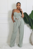 Solid Color Wrap Chest Loose Two Piece Pants Set XHXF-8719