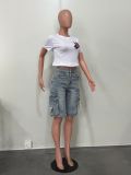 Loose Multi-pockets Straight Denim Shorts OD-8740