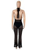 Deep V Neck Lace Backless Jumpsuit(With Shorts) SHD-9779