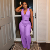 Sleeveless Solid Color Two Piece Pants Suit SFY-2807