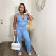 Sleeveless Solid Color Two Piece Pants Suit SFY-2807