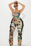 Colorful Printed Tassel Lace Jumpsuit SHD-9781