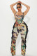 Colorful Printed Tassel Lace Jumpsuit SHD-9781