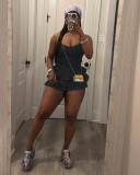 Solid Color Sling Ruffles Two Piece Shorts Set TR-1335