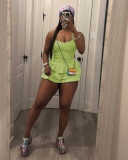 Solid Color Sling Ruffles Two Piece Shorts Set TR-1335