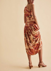 Print Halterneck Pleated Midi Dress XHXF-460