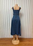 Sexy Sling Denim Maxi Dress GADE-6601