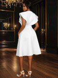 Round Neck Bow Cape Sleeve Midi Dress GKEN-050212