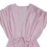 Solid Color V Neck Tie Up Wide Leg Jumpsuit BY-7388