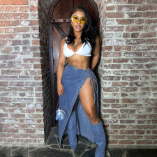 Fashion Side Split Denim Half-Length Skirt LSD-2480