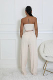 Solid Color Wrap Chest Loose Two Piece Pants Set XHXF-8719