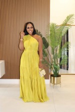 Solid Color Slash Shoulder Maxi Dress GFDY-1337