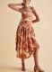 Print Halterneck Pleated Midi Dress XHXF-460
