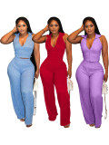 Sleeveless Solid Color Two Piece Pants Suit SFY-2807