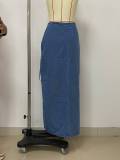 Fashion Side Split Denim Half-Length Skirt LSD-2480