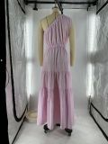 Solid Color Slash Shoulder Maxi Dress GFDY-1337