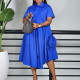 Plus Size Short Sleeve Solid Loose Shirt Dress GMLF-3338