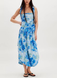 Print Halterneck Pleated Midi Dress XHXF-460