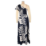 Single Shoulder Print Maxi Dress AIL-321