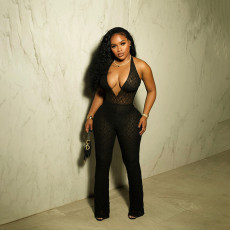 Deep V Neck Lace Backless Jumpsuit(With Shorts) SHD-9779
