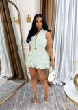 Striped Single Breasted Vest Pod Half Skirt Set SFY-2805