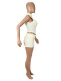 Lapel Sleeveless Zipper Short 2 Piece Set SHD-9780