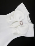 Round Neck Bow Cape Sleeve Midi Dress GKEN-050212