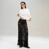 Lace Sexy High Waist Long Skirt GPBY-718