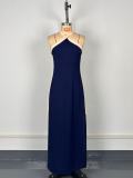 Backless Halterneck Slit Fashion Maxi Dress GWDS-250514