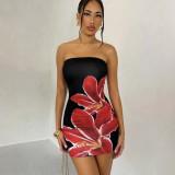 Floral Print Slim Tube Top Dress GPBY-958