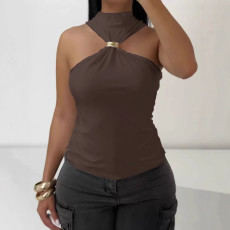 Sleeveless Off Shoulder Casual T Shirt LS-0417