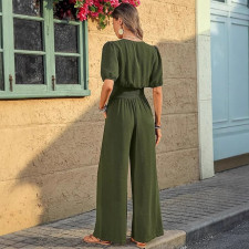 Short Sleeve Lapel Loose Jumpsuit GWDS-250508
