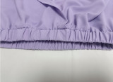 Solid Color V Neck Loose Two Piece Pant Set XHXF-8722