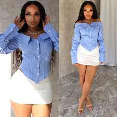 Long Sleeve Stripe Print Shirt GPBY-813