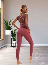 Solid Color Sport Tank Tops Yoga Pants Set SMD-25071