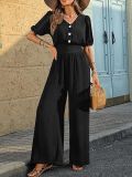 Short Sleeve Lapel Loose Jumpsuit GWDS-250508