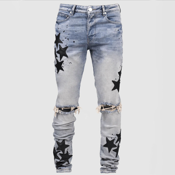 Men's Star Fashion Holes Denim Trousers GDMY-353