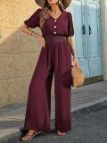 Short Sleeve Lapel Loose Jumpsuit GWDS-250508