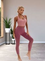 Solid Color Sport Tank Tops Yoga Pants Set SMD-25071